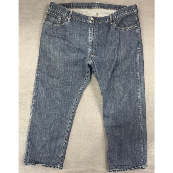 Levis 559 Denim Jeans Mens 44X30 Straight Leg Medium‎ Wash Pockets Navy Blue - Picture 1 of 7